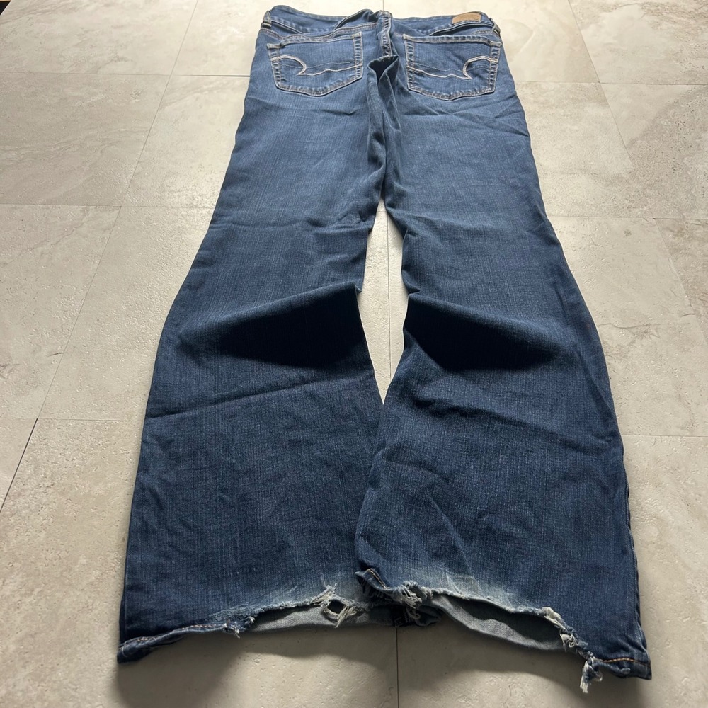 American Eagle Artist Flare Jeans Dark Wash Women 6 Distressed Low Rise Denim